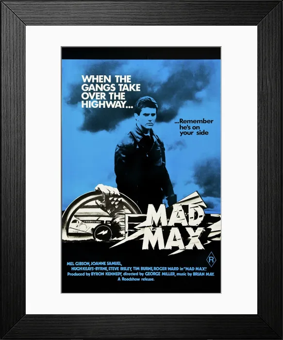 Framed Print : MAD MAX, Mel Gibson on Australian poster art, 1979