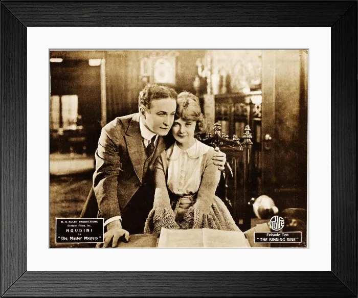 Framed Print : THE MASTER MYSTERY, from left: Harry Houdini, Marguerite Marsh, 1920