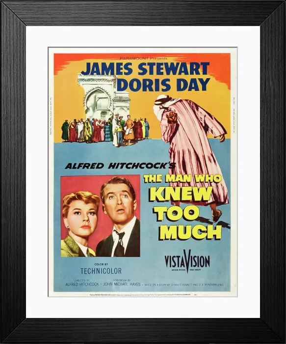 Framed Print : THE MAN WHO KNEW TOO MUCH, on left, from left: Doris Day, James Stewart; 1-sheet poster, 1956