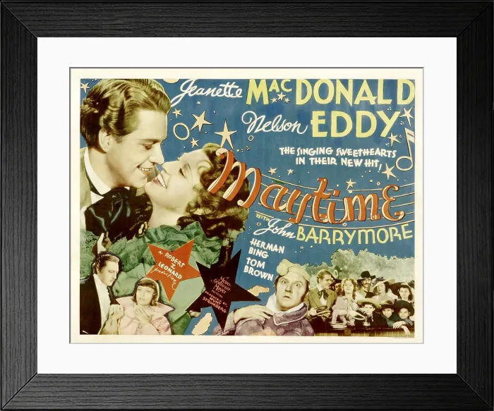 Framed Print : MAYTIME, top left from left: Nelson Eddy, Jeanette MacDonald, bottom left: John Barrymore, bottom right: Herman Bing, 1937 Framed Print : MAYTIME, top left from left: Nelson Eddy, Jeanette MacDonald, bottom left: John Barrymore, bottom right: Herman Bing, 1937