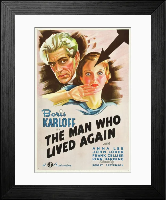Framed Print : THE MAN WHO CHANGED HIS MIND, (aka THE MAN WHO LIVED AGAIN, aka DOCTOR MANIAC), from left: Boris Karloff, Anna Lee, 1936 Framed Print : THE MAN WHO CHANGED HIS MIND, (aka THE MAN WHO LIVED AGAIN, aka DOCTOR MANIAC), from left: Boris Karloff, Anna Lee, 1936