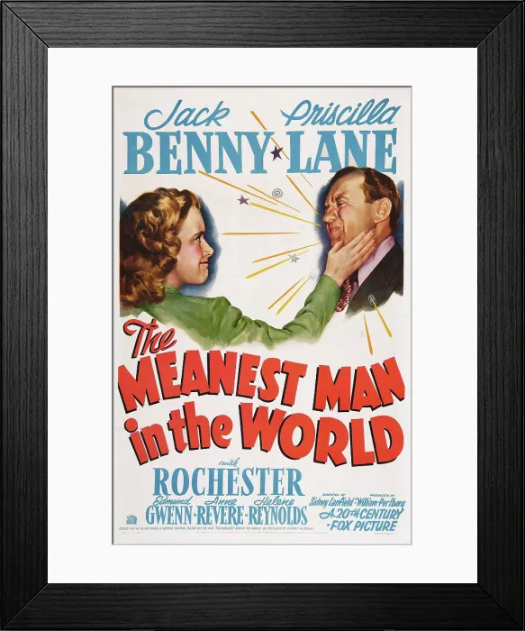 Framed Print : THE MEANEST MAN IN THE WORLD, US poster art, from left: Priscilla Lane, Jack Benny, 1943, TM and Copyright 20th Century Fox Film Corp