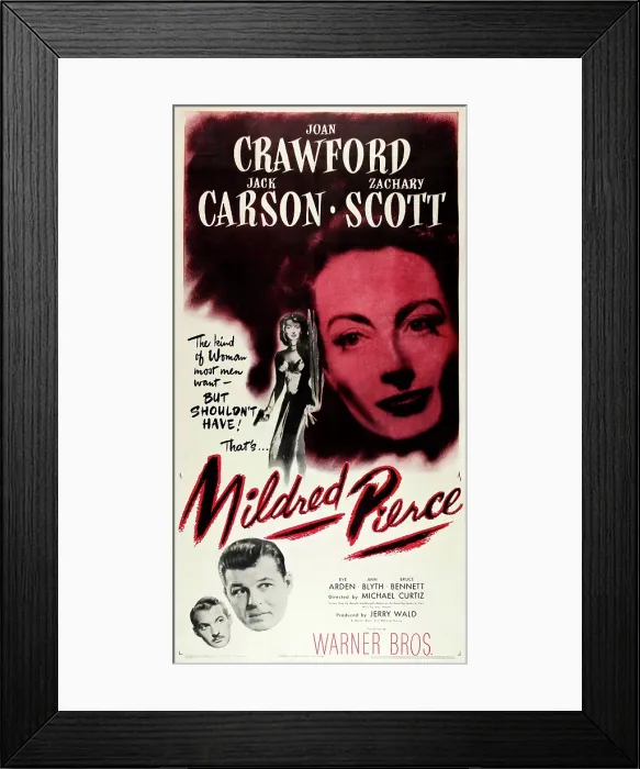Framed Print : MILDRED PIERCE, U.S. poser art, Zachary Scott, Jack Carson, Joan Crawford, 1945 Framed Print : MILDRED PIERCE, U.S. poser art, Zachary Scott, Jack Carson, Joan Crawford, 1945