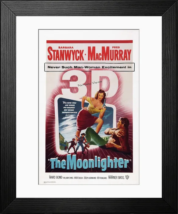 Framed Print : THE MOONLIGHTER, US poster art, from left: Barbara Stanwyck, Fred MacMurray, 1953 Framed Print : THE MOONLIGHTER, US poster art, from left: Barbara Stanwyck, Fred MacMurray, 1953