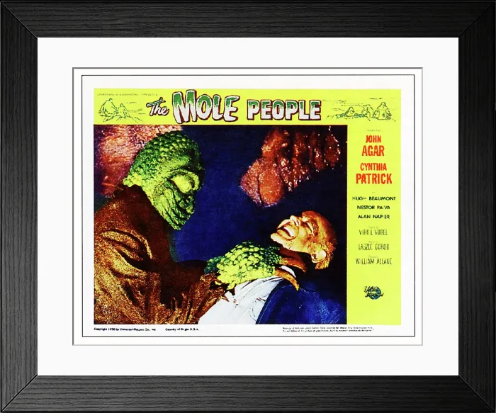 Framed Print : THE MOLE PEOPLE, on right: Nestor Paiva; lobby scene card, 1956