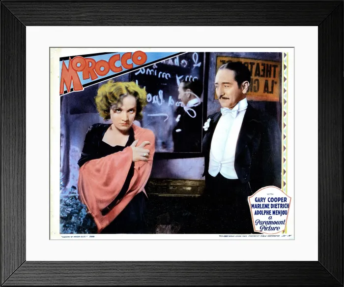 Framed Print : MOROCCO, from left, Marlene Dietrich, Adolphe Menjou, 1930
