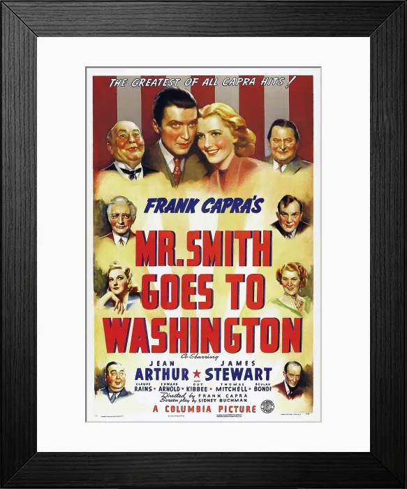 Framed Print : MR. SMITH GOES TO WASHINGTON, US poster, Guy Kibbee, James Stewart, Jean Arthur, Edward Arnold, Claude Rains, Thomas Mitchell, Eugene Pallette, 1939