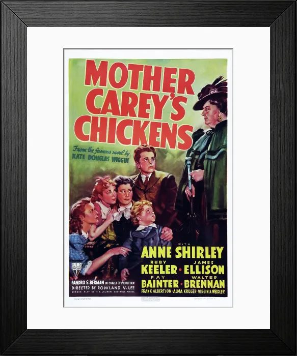Framed Print : MOTHER CAREY'S CHICKENS, US poster art, far left: Anne Shirley, 3rd from left: Fay Bainter, Donnie Dunagan, Jackie Moran, 1938