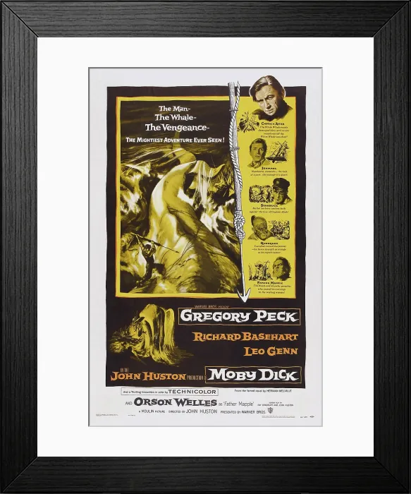 Framed Print : MOBY DICK, US poster art, Gregory Peck, 1956