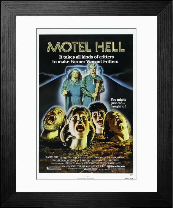 Framed Print : MOTEL HELL, US poster, top from left: Nancy Parsons, Rory Calhoun, 1980. United Artists / courtesy Everett Collection