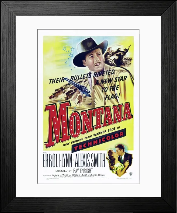 Framed Print : MONTANA, US poster art, Errol Flynn, 1950 Framed Print : MONTANA, US poster art, Errol Flynn, 1950