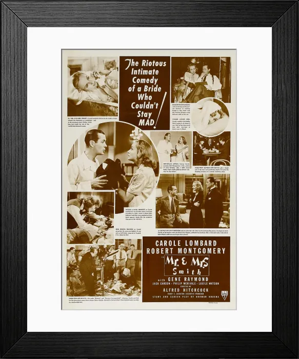 Framed Print : MR. AND MRS. SMITH, center from left: Robert Montgomery, Carole Lombard, 1941 Framed Print : MR. AND MRS. SMITH, center from left: Robert Montgomery, Carole Lombard, 1941