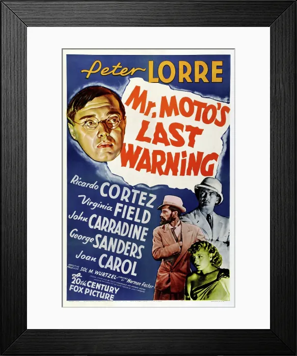 Framed Print : MR. MOTO'S LAST WARNING, top left: Peter Lorre, bottom clockwise from right: John Carradine, George Sanders, Virginia Field, 1939, TM and Copyright 20th Century Fox Film Corp