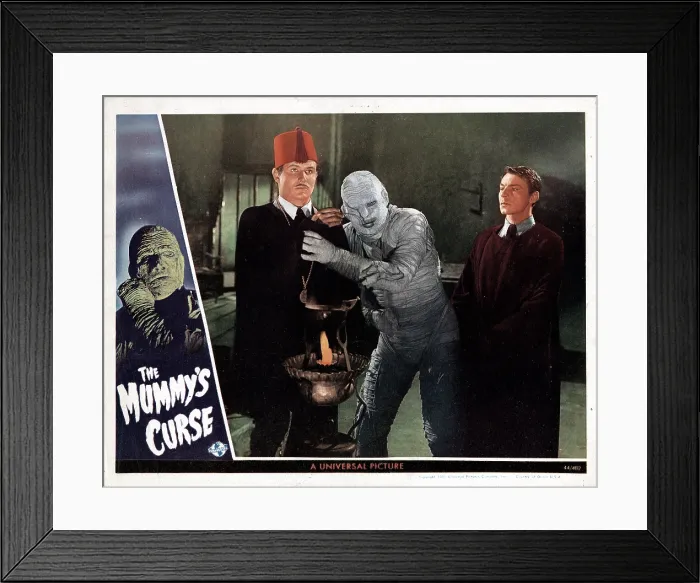 Framed Print : THE MUMMY'S CURSE, from left, Peter Coe, Lon Chaney, Jr. Martin Kosleck, 1944