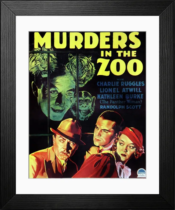 Framed Print : MURDERS IN THE ZOO, top left: Lionel Atwill, bottom from left: Charles Ruggles, John Lodge, Kathleen Burke, 1933 Framed Print : MURDERS IN THE ZOO, top left: Lionel Atwill, bottom from left: Charles Ruggles, John Lodge, Kathleen Burke, 1933