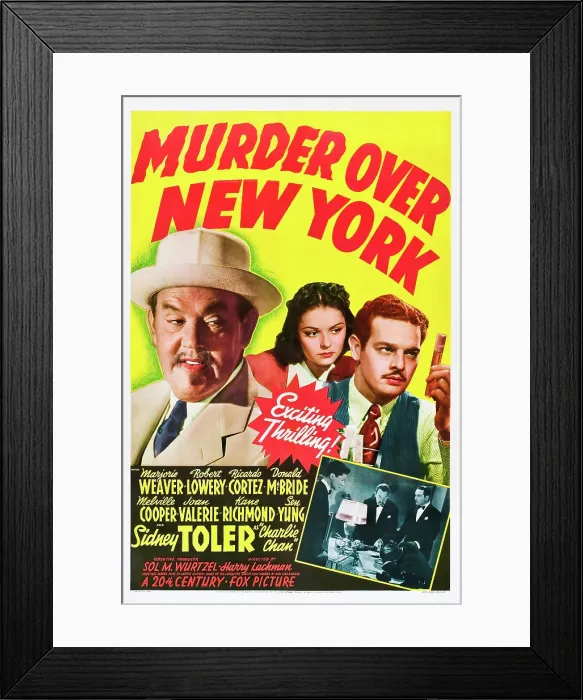 Framed Print : MURDER OVER NEW YORK, top from left: Sidney Toler, Marjorie Weaver, Robert Lowery, bottom inset from left: Victor Sen Yung, Sidney Toler, Ricardo Cortez, 1940