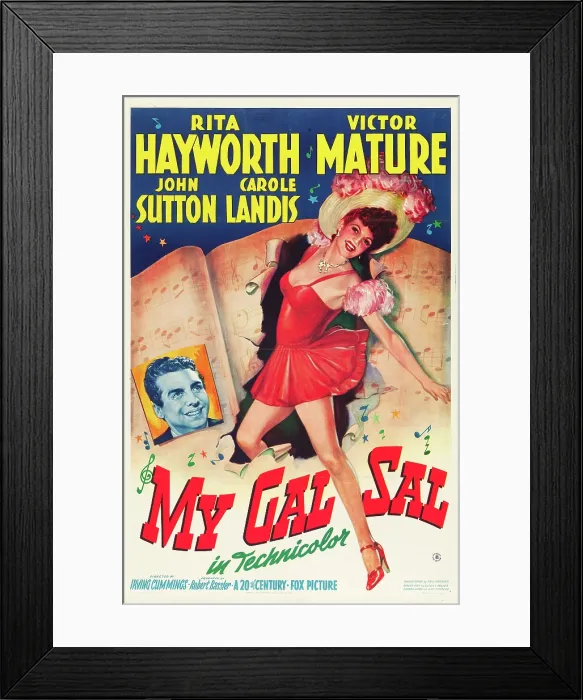 Framed Print : MY GAL SAL, from left: Victor Mature, Rita Hayworth on poster art, 1942, TM and Copyright 20th Century Fox Film Corp. All rights reserved. / courtesy Everett Collection