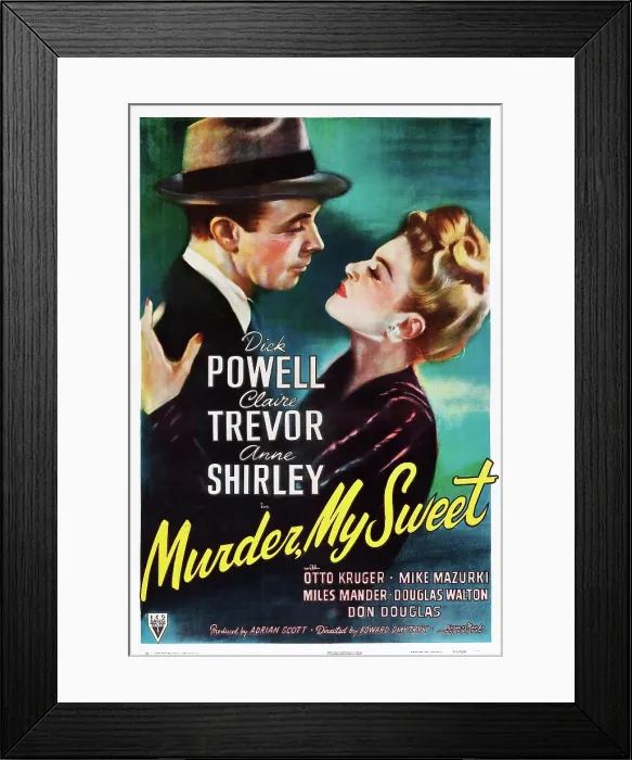 Framed Print : MURDER, MY SWEET, from left, Dick Powell, Claire Trevor, 1944