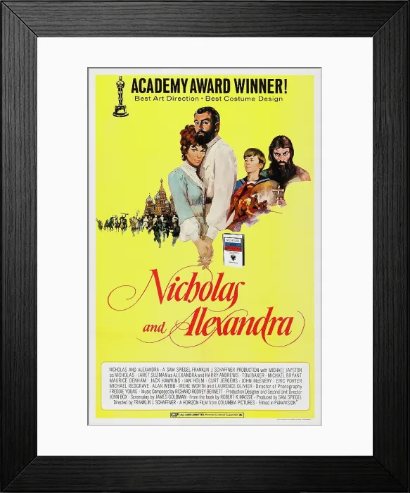 Framed Print : NICHOLAS AND ALEXANDRA, US poster art, from left: Janet Suzman, Michael Jayston, Roderic Noble, Tom Baker, 1971