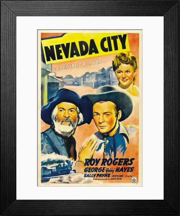 Framed Print : NEVADA CITY, from left: George Gabby Hayes, Roy Rogers, Sally Payne, 1941 Framed Print : NEVADA CITY, from left: George Gabby Hayes, Roy Rogers, Sally Payne, 1941
