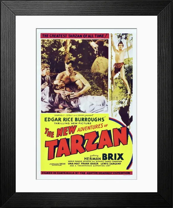 Framed Print : THE NEW ADVENTURES OF TARZAN, US poster, center: Herman Brix, far right top: Herman Brix, 1935