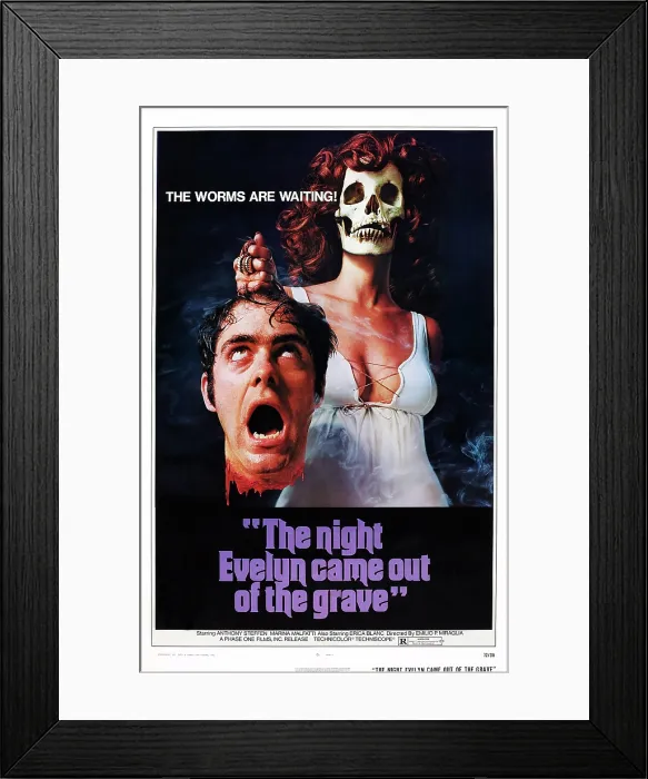 Framed Print : THE NIGHT EVELYN CAME OUT OF THE GRAVE, (aka LA NOTTE CHE EVELYN USCI DALLA TOMBA), US poster art, 1971