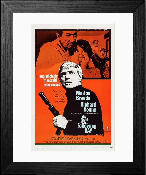 Framed Print : THE NIGHT OF THE FOLLOWING DAY, top from left: Richard Boone, Pamela Franklin, bottom: Marlon Brando, 1968 Framed Print : THE NIGHT OF THE FOLLOWING DAY, top from left: Richard Boone, Pamela Franklin, bottom: Marlon Brando, 1968