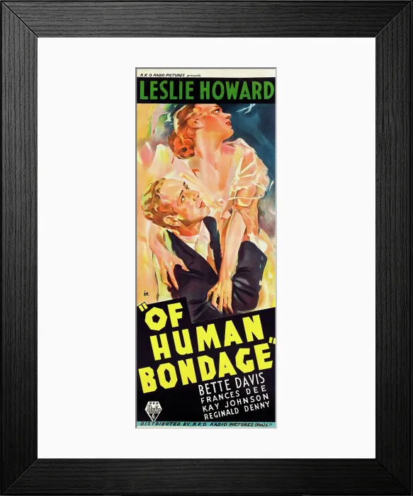 Framed Print : OF HUMAN BONDAGE, from top: Bette Davis, Leslie Howard on Australian daybill, 1934