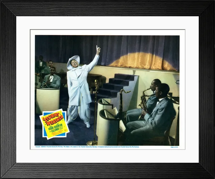 Framed Print : STORMY WEATHER, US lobbycard, Cab Calloway (white suit), 1943