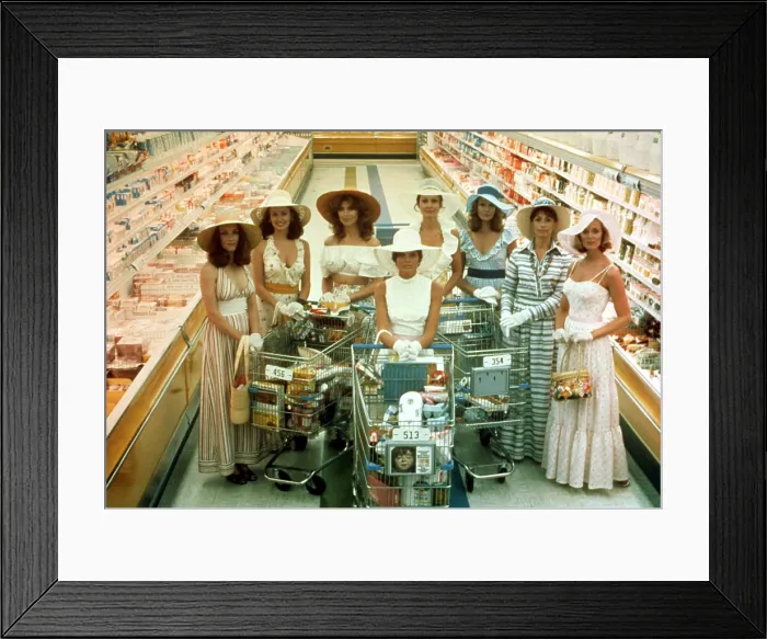 Framed Print : THE STEPFORD WIVES, Toni Reid, Carole Mallory, Tina Louise, Katherine Ross, Paula Prentiss, Barbara Rucker, Nanette Newman, Judith Baldwin, 1975