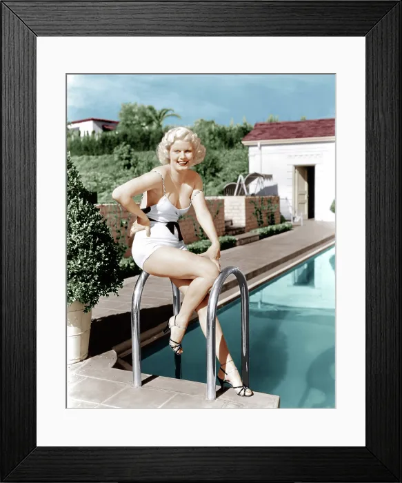 Framed Print : Jean Harlow poses in front of her home at 1353 Club View Drive, Beverly Hills, California, ca. 1933 Framed Print : Jean Harlow poses in front of her home at 1353 Club View Drive, Beverly Hills, California, ca. 1933