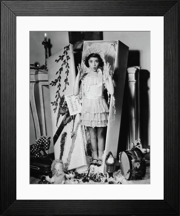 Framed Print : Edith Fellows as a life-size Christmas present, Columbia publicity, mid-1930s