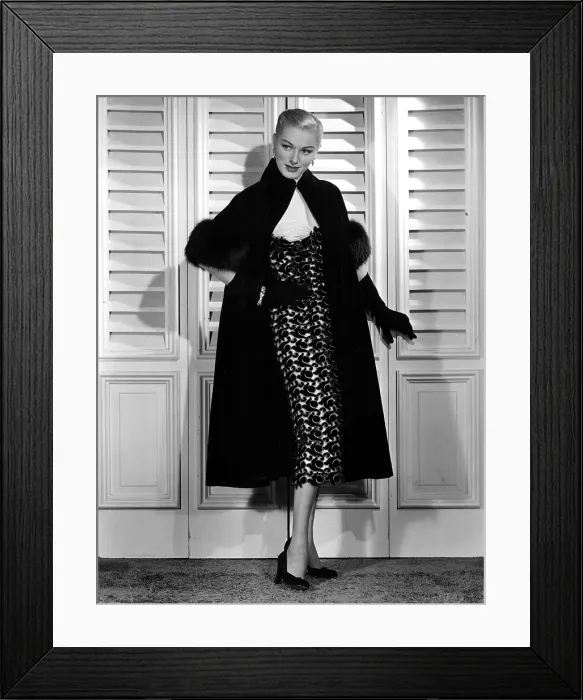 Framed Print : ELEANOR PARKER wearing an evening gown and frock coat Framed Print : ELEANOR PARKER wearing an evening gown and frock coat