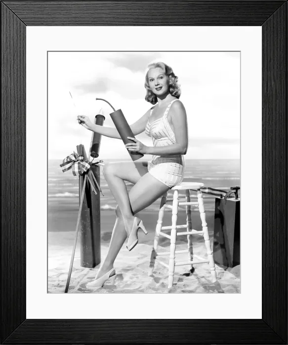 Framed Print : Adele Jergens, celebrating the Fourth of July, 1945
