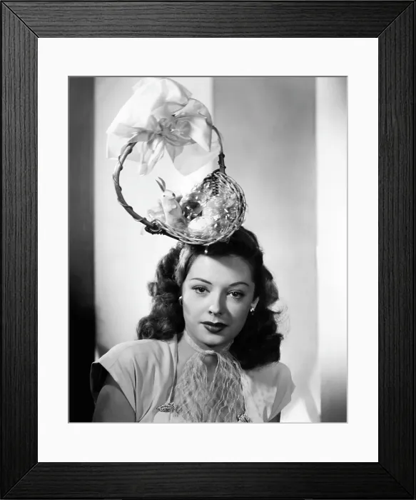 Framed Print : Jane Greer, modeling an enterprising Easter bonnet, 1947