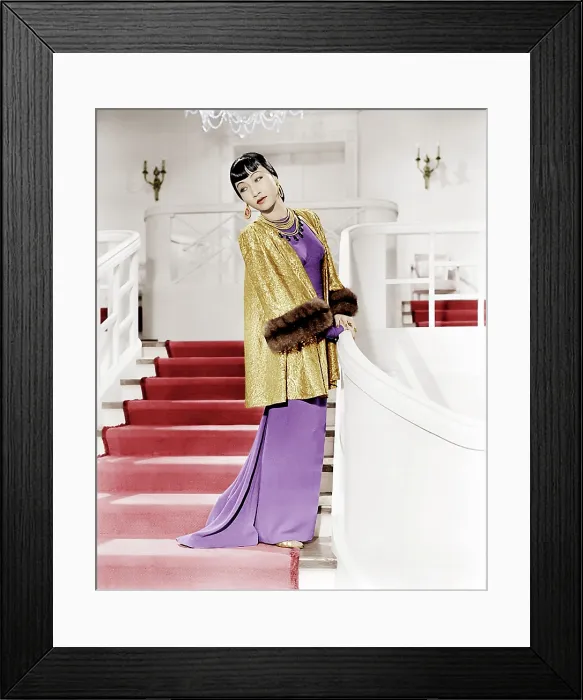 Framed Print : Anna May Wong, in a dress designed by Edith Head, 1937