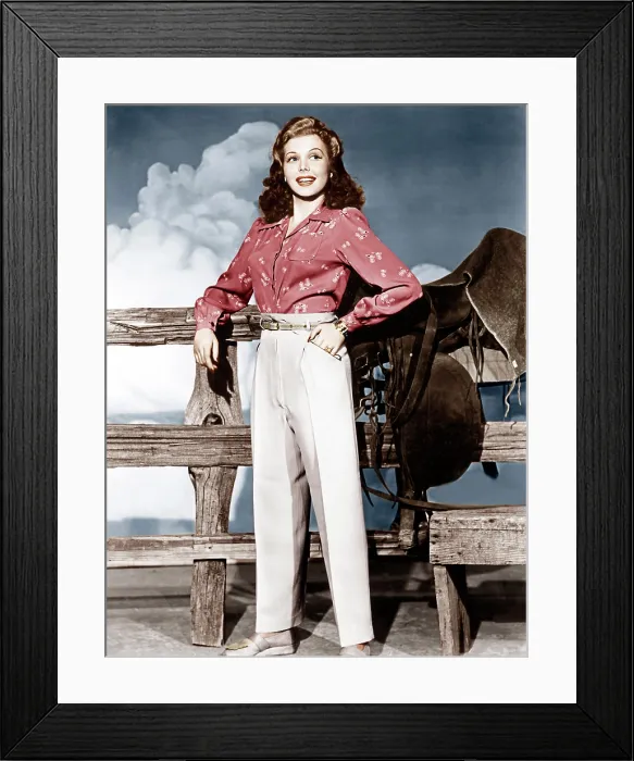 Framed Print : Ann Miller wearing slacks and print blouse, ca. 1940s Framed Print : Ann Miller wearing slacks and print blouse, ca. 1940s