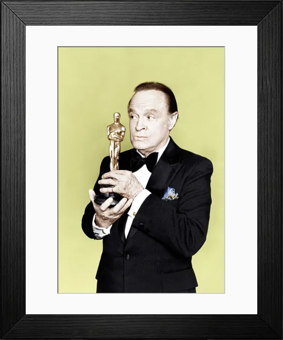 Framed Print : Bob Hope holds an Oscar statuette, ca. 1970s