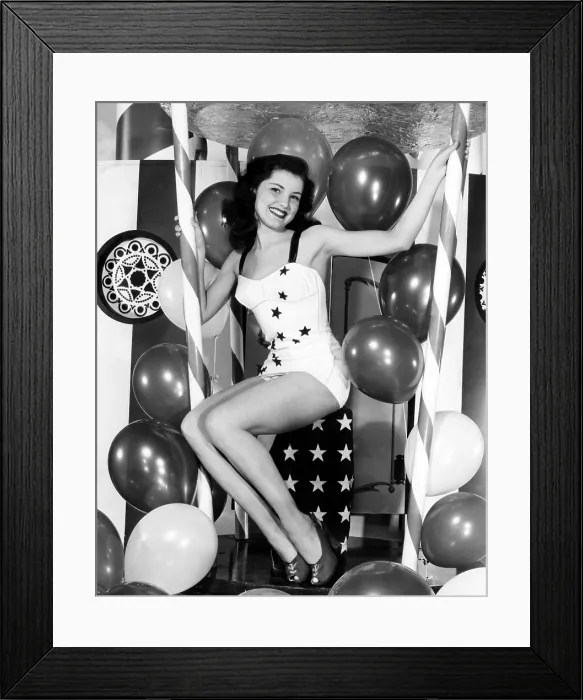 Framed Print : Debra Paget, age 16, strikes a patriotic pose, 1949 Framed Print : Debra Paget, age 16, strikes a patriotic pose, 1949