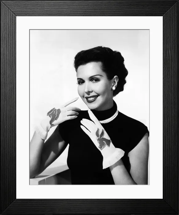 Framed Print : Ann Miller wearing Republican / Democrat party gloves, 1952 Framed Print : Ann Miller wearing Republican / Democrat party gloves, 1952