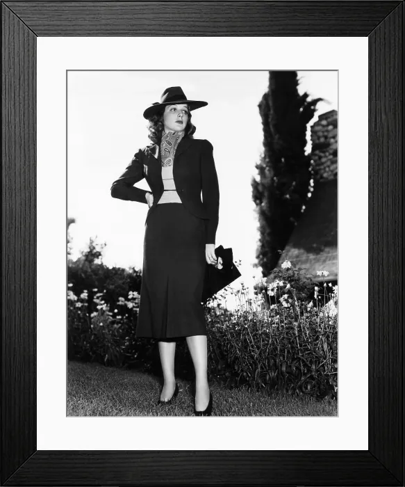 Framed Print : Ann Sheridan in tile red flannel suit designed by Howard Shoup with broad brimmed felt hat, 1938 Framed Print : Ann Sheridan in tile red flannel suit designed by Howard Shoup with broad brimmed felt hat, 1938