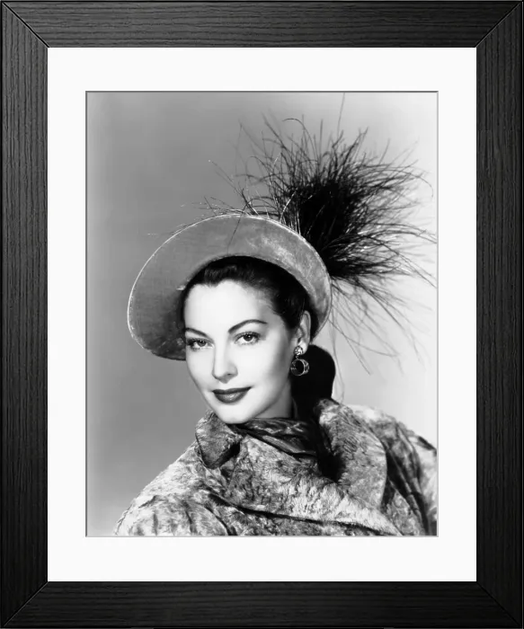 Framed Print : Ava Gardner, modeling a gray velvet hat trimmed with goose feathers, 1946 Framed Print : Ava Gardner, modeling a gray velvet hat trimmed with goose feathers, 1946