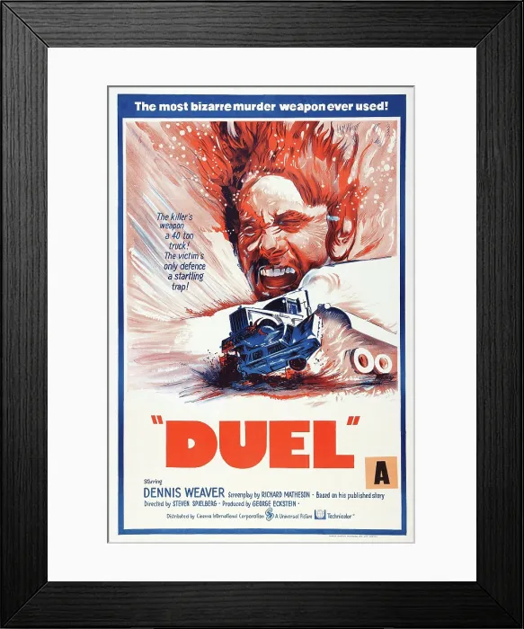 Framed Print : DUEL, New Zealand poster, Dennis Weaver, 1971