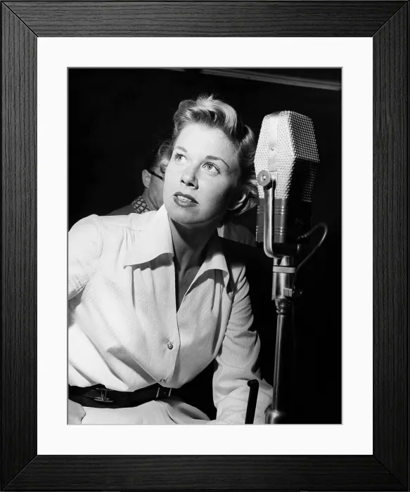 Framed Print : Doris Day, in the recording studio, 1950