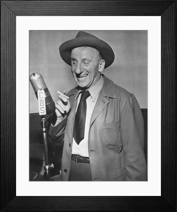 Framed Print : Jimmy durante at the CBS radio microphone, 1940s Framed Print : Jimmy durante at the CBS radio microphone, 1940s