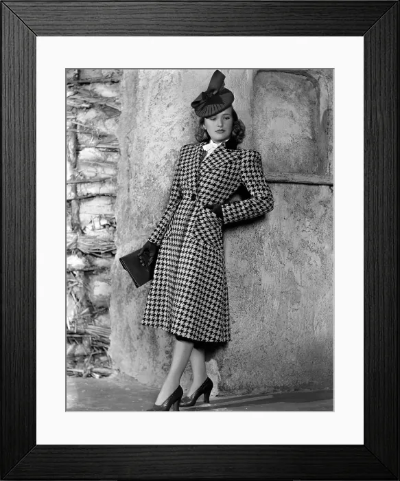 Framed Print : Priscilla Lane modeling houndstooth coat, 1939