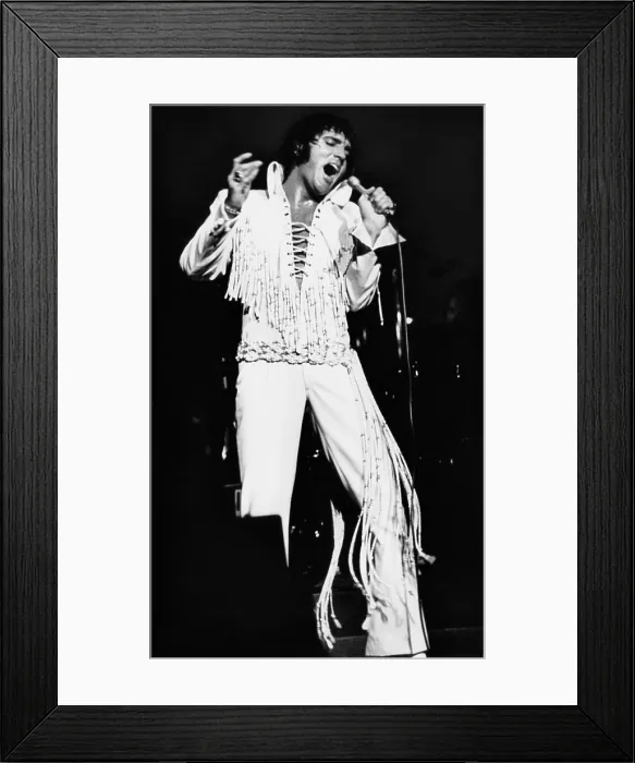 Framed Print : Elvis Presley, performing at the International Hotel, Las Vegas, August 11, 1970
