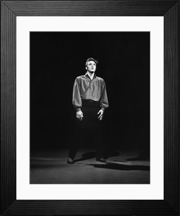 Framed Print : Elvis Presley, in his red velvet concert shirt, 1956