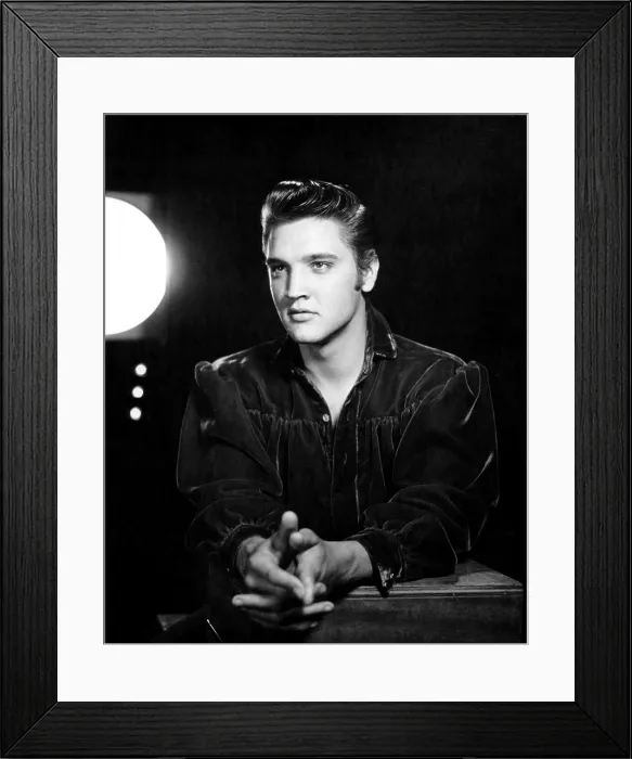 Framed Print : Elvis Presley, in his red velvet concert shirt, 1956