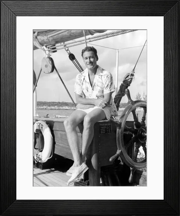 Framed Print : ERROL FLYNN aboard his yacht Framed Print : ERROL FLYNN aboard his yacht